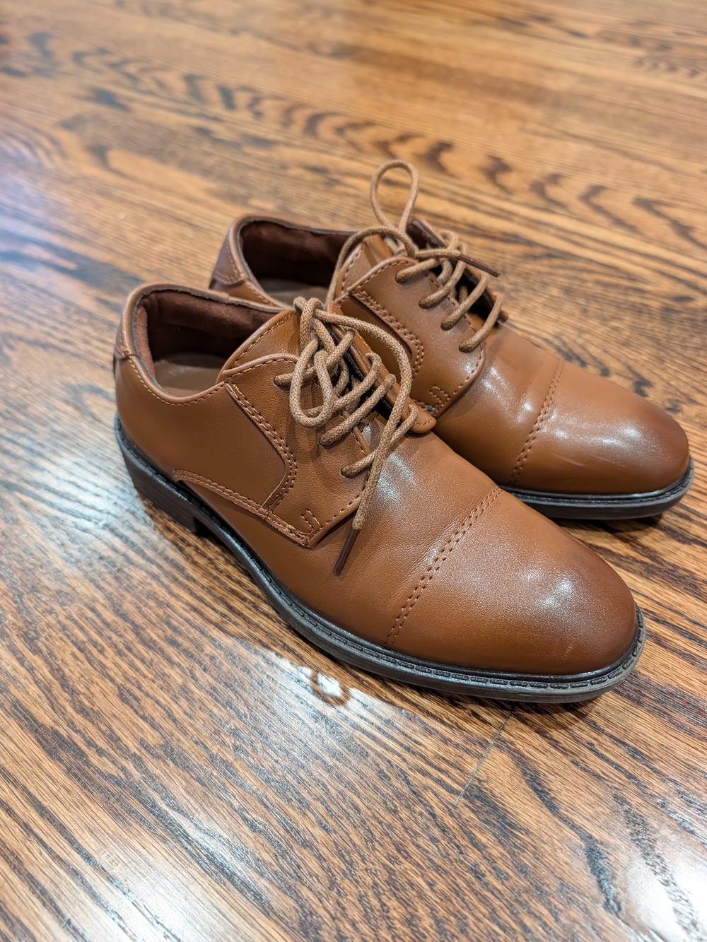 Boy's Brown Leather Lace-Up Dress Shoes